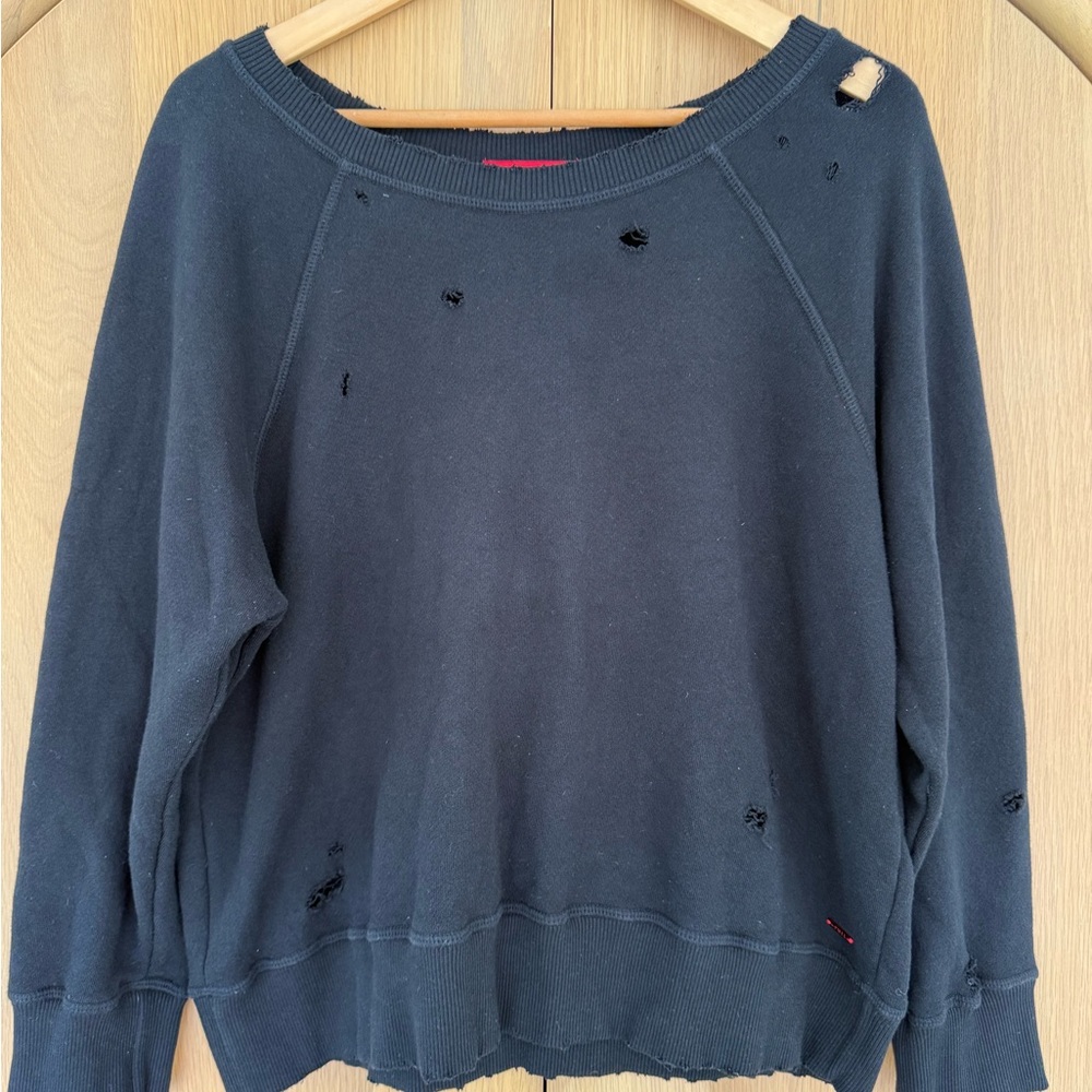 Philanthropy Distressed Black Sweatshirt Size L